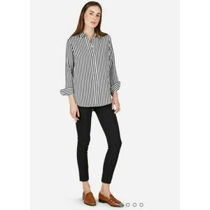 EVERLANE Relax Bold Stripe 100% Silk Blouse Size 0